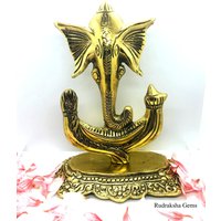 Ganesha Statue Galpati Idol Ganesh Om Lord Elephant Hindu Gott, Ganesha Trishul Rüssel Antike Weißmetall Schönes Geschenk Selten von rudrakshagems