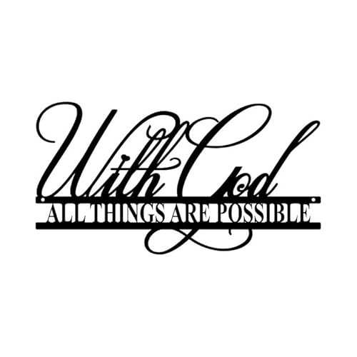 Wanddekoration aus Metall mit Aufschrift "With God All Things Are Possible", religiöse Schrift, schwarze christliche Bibelversen, "Everthing Is Possible With God", Wandbehang, Dekoration für Zuhause, Wanddekoration aus Metall mit Aufschrift "With God All Things Are Possible", religiöse Schrift, schwarze christliche Bibelversen, "Everthing Is Possible With God", Wandbehang, Dekoration für Zuhause, von ruelen