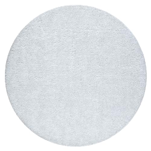 Badteppich Synergy Kreis, Glamour, rutschfest, weich, Badezimmerteppich Fussbodenheizung geeignet, Badteppich waschbar weiß Kreis 50 cm von rugsx