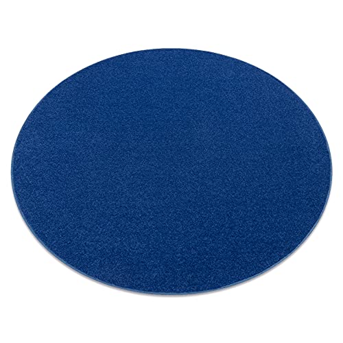 rugsx Einfarbiger Teppich Eton für Zimmer, Wohnzimmer, Schlafzimmer, Teppichboden Auslegware, Blau Verschiedene Größen, Kreis 200 cm von rugsx