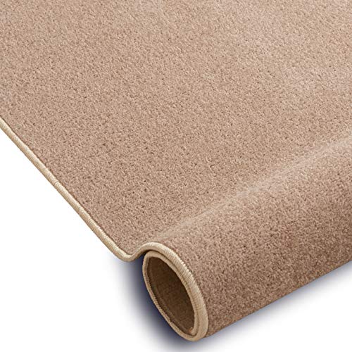 rugsx Einfarbiger Teppich Eton für Zimmer, Wohnzimmer, Schlafzimmer, Teppichboden Auslegware, beige, Verschiedene Größen, 100x250 cm von rugsx