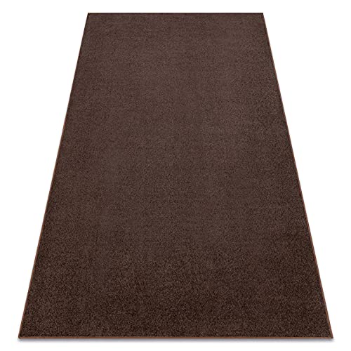 rugsx Einfarbiger Teppich Eton für Zimmer, Wohnzimmer, Schlafzimmer, Teppichboden Auslegware, braun, Verschiedene Größen, 200x600 cm von rugsx