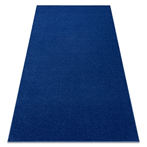 rugsx Einfarbiger Teppich Eton für Zimmer, Wohnzimmer, Schlafzimmer, Teppichboden Auslegware, dunkelblau, Verschiedene Größen, 100x250 cm von rugsx
