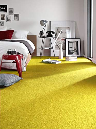 rugsx Einfarbiger Teppich Eton für Zimmer, Wohnzimmer, Schlafzimmer, Teppichboden Auslegware, gelb, Verschiedene Größen, 350x400 cm von rugsx