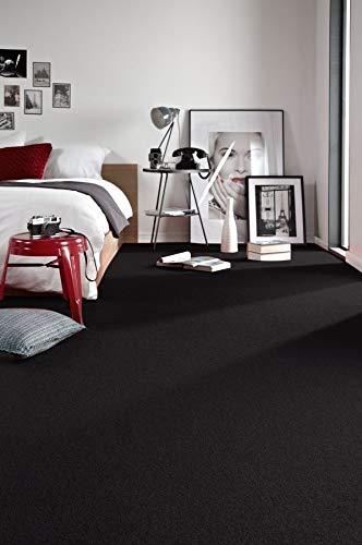 rugsx Einfarbiger Teppich Trendy für Zimmer, Wohnzimmer, Schlafzimmer, Teppichboden Auslegware, schwarz, Verschiedene Größen, 100x400 cm von rugsx