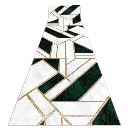 Exklusiv Emerald Läufer 1015 Glamour, stilvoll Marmor, geometrisch Flaschengrün/Gold 70 cm 70x120 cm grün von rugsx