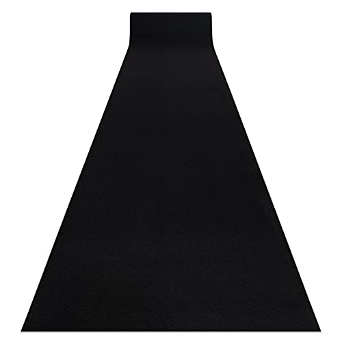 rugsx Läufer Antirutsch, moderner Teppich Rumba einfarbig Schwarz 80x210 cm von rugsx