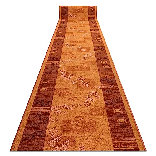 Modernen Preiswert Antirutsch Läufer Agadir Orange, Anti Rutsch Teppich rutschfest Brücke Meterware Rahmen für Küche Wohnzimmer, dauerhaft, 67x320 cm von rugsx