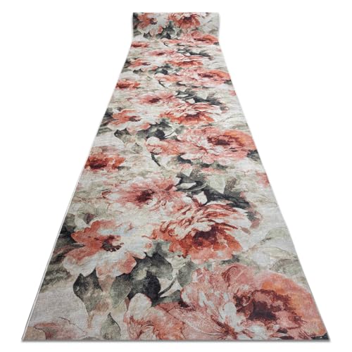 Läufer Antirutsch Lotus Bouquet 52900 Blumen beige/rosa ZUM WASCHEN 80cm 80x590 cm beige von rugsx