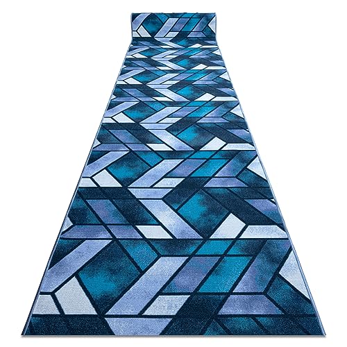 rugsx Modernen Preiswert Antirutsch Läufer Rauten, für Küche, Flur, Halle, solide, Marineblau 100x120 cm von rugsx