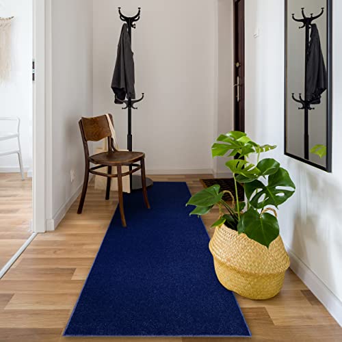 rugsx Läufer Eton für Korridor, Küche dunkelblau 80x330 cm von rugsx