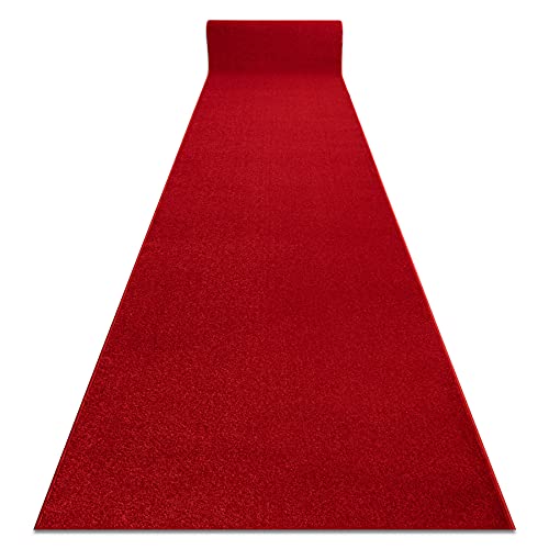 rugsx Läufer KARMEL Glatt, einfarbig, für Küche, Wohnzimmer, Flur dauerhaft, Karminrot/rot 100x200 cm von rugsx