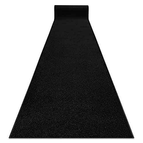 rugsx Läufer KARMEL Glatt, einfarbig, für Küche, Wohnzimmer, Flur dauerhaft, schwarz 140x300 cm von rugsx