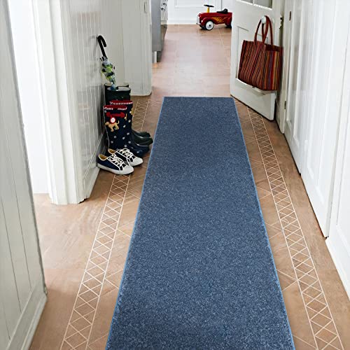 rugsx Läufer Santa FE glatt, einfarbig, blau 60x250 cm von rugsx