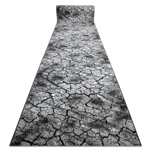 Läufer Silver Terra rissiger Boden, Flurteppich, Küchenteppich, Florteppich, modern, Diverse Größen, grau 80x120 cm von rugsx