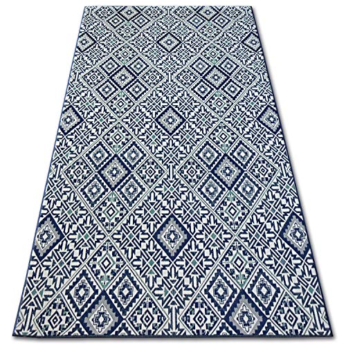 Modern Teppich Color SISAL Schnurteppich für Wohnzimmer, Schlafzimmer, Terrasse, Küche, Quadrate, Diamanten, Fliesen, Blau 80x150 cm von rugsx