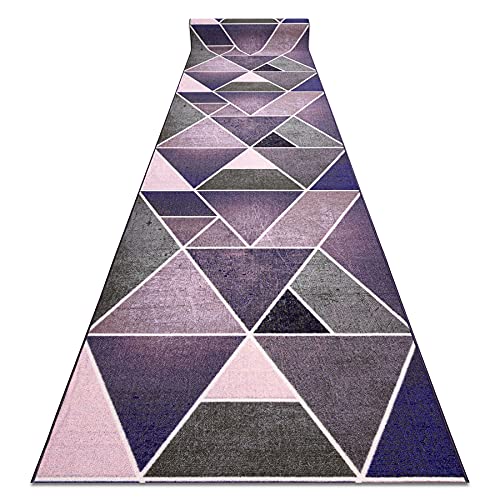 rugsx Modernen Preiswert Antirutsch Läufer Dreiecke für Küche, Flur, Halle, solide, violett 57x150 cm von rugsx