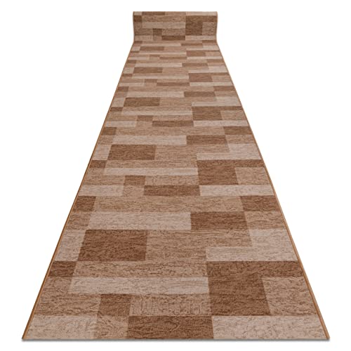 Modernen Preiswert Antirutsch Läufer Icona Beige, Anti Rutsch Teppich rutschfest Brücke Meterware für Küche Wohnzimmer, dauerhaft, 120x320 cm von rugsx