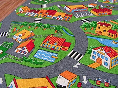rugsx Teppich Little Village Kinderteppich für Babyzimmer, Spielteppiche, Kinderzimmer, Mehrfarbig, 350x400 cm von rugsx