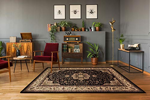 rugsx Teppich ROYAL AGY Klassisch, traditioneller, für das Zimmer, Wohnzimmer, Schlafzimmer, hohe Qualität schwarz 150x230 cm von rugsx