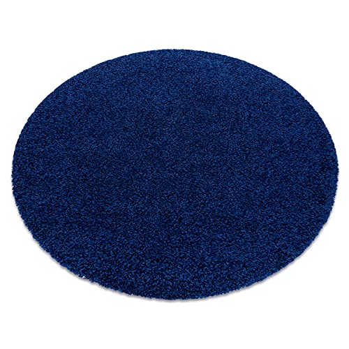 rugsx Teppich SOFFI Shaggy 5cm; für Kinderzimmer, Wohnzimmer, Schlafzimmer, langfloorteppiche, wohnzimmerteppich, dunkelblau, Kreis 100 cm von rugsx