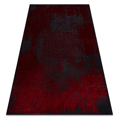 rugsx Teppich Strukturell Vinci für das Zimmer, Wohnzimmer, Schlafzimmer, Büro, Rosette Vintage, rot 160x220 cm von rugsx