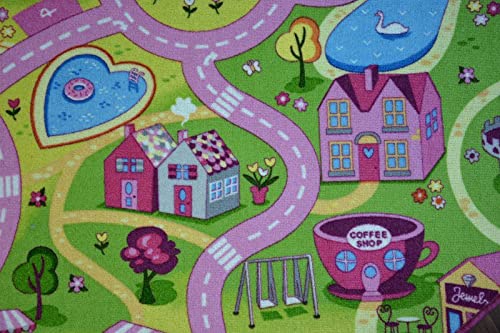 Teppich rund Sweet Town für Kinder Straßen Stadt Kreis 133 cm von rugsx