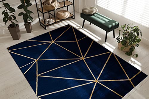 rugsx Exklusiv Emerald Teppich Glamour, stivoll, Geometrisch dunkelblau/Gold 280x370 cm von rugsx