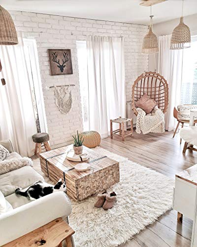 rugsx FLOKATI Griechischer Wollteppich, für das Wohnzimmer, Schlafzimmer, Kinderzimmer, Bettdecke, natürliche Farbe, Weiss 60x120 cm von rugsx