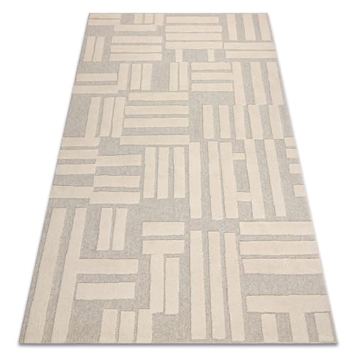 rugsx Flux 461.95.AE110 Wollteppich OSTA - Geometrisch, Strukturell, Loft Creme/beige Creme 160x230 cm von rugsx