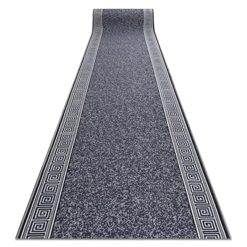 rugsx Läufer Antirutsch GREK – Griechisches Muster in Grau – rutschfeste Matte für Flur, Küche & Eingangsbereich – Teppichläufer 100x1250 cm von rugsx
