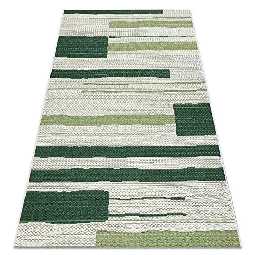 rugsx Modern Teppich Color SISAL Schnurteppich für Wohnzimmer, Schlafzimmer, Terrasse, Küche, Linien, Beige/Grün 140x200 cm von rugsx