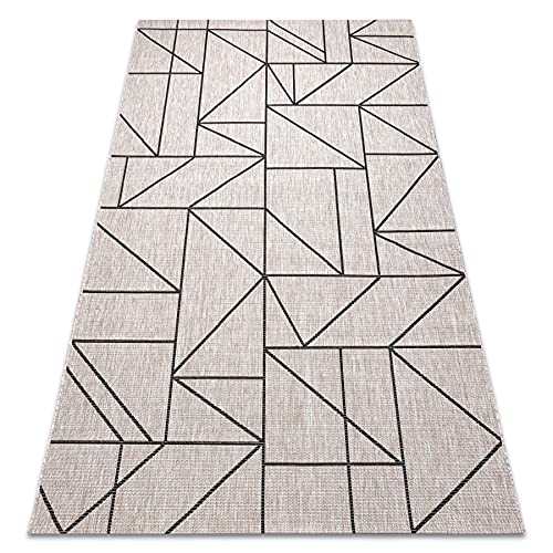 rugsx Modern Teppich Sisal FLOORLUX Schnurteppich für Wohnzimmer, Schlafzimmer, Terrasse, Küche, Silber/schwarz/beige 160x230 cm von rugsx