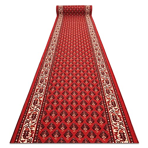 rugsx Modernen Preiswert Antirutsch Läufer INKO, für Küche, Flur, Halle, solide, rot 67x350 cm von rugsx