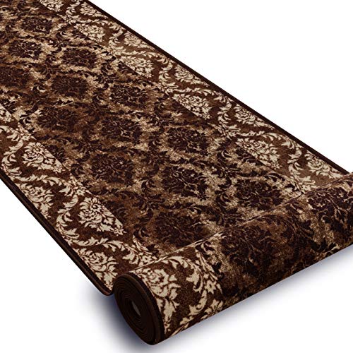 rugsx Modernen Preiswert Antirutsch Läufer Romance Teppichläufer für Küche, Flur, Korridor, Flurläufer für Wohnzimmer, Schlafzimmer, solide, braun 100x250 cm von rugsx