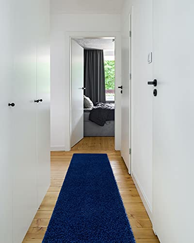 rugsx Teppich, Läufer SOFFI Shaggy 5cm; in die Küche, Halle, Korridor, dunkelblau 70x250 cm von rugsx