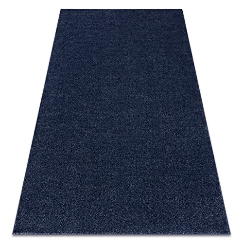 rugsx Teppich Softy dunkelblau, glatt, einfarbig, für Zimmer, Wohnzimmer, Schlafzimmer, 60x100 cm von rugsx