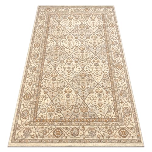 rugsx Wollteppich SOHO 477.27.LA100 OSTA - Rhombus, Rahmen geometrisch Natur beige 160x240 cm beige von rugsx
