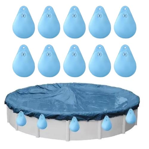 10 Stück Poolabdeckung Gewichte, Dicke PVC Schwimmbadabdeckung Wasserbeutel, Tropfenform Winter Pool Wassersack Schwimmbad Wandtasche für Winter Oberirdische Schwimmbadabdeckung von rujjftsy