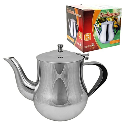 Edelstahl Teekanne oder Kaffeekanne mit Griff und fixiertem Deckel 2 Liter Чайник von rukauf