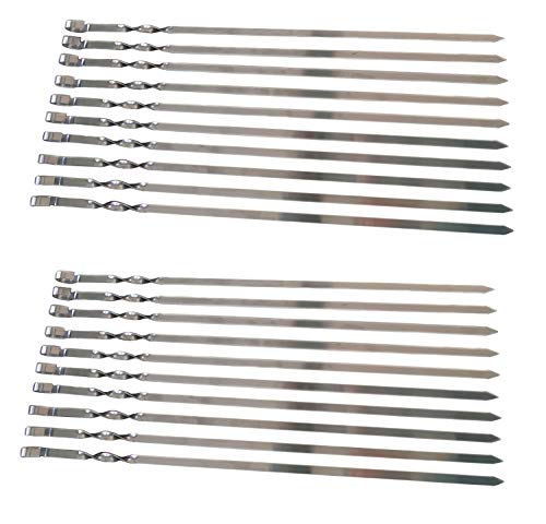 rukauf 20 Schaschlikspiesse Edelstahl 55cm länge / 1,5 mm Stark/Schampura Grillspiesse Fleischspiesse auch für Mangal von rukauf