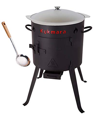 rukauf. Set Utschak, 36 cm + 8 Liter Kasan Kazan aus ALU + Schaumlöffel/Feldküche Gulasch-Kessel Feuer-Ofen Outdoor von rukauf