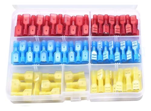100-teiliges Nylon-Spaten-Schnelltrennverbinder-Set, elektrisch isolierte Anschlussklemmen, männliche und weibliche Draht-Crimpklemmen 22–10 AWG von runhuabaihuo