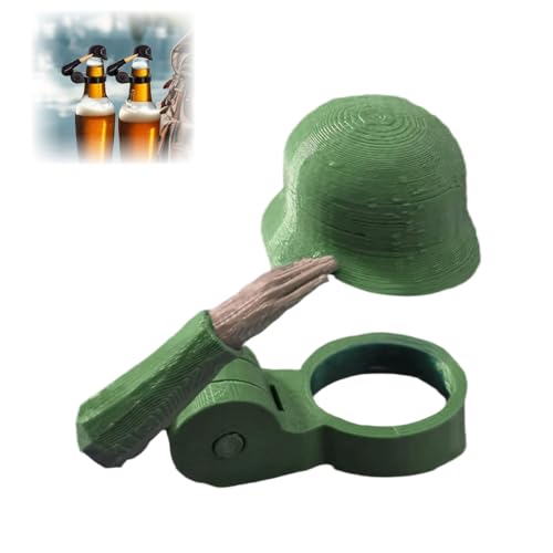 Bierflaschenhelm mit Soldatengruß - 1 Stück Interessant Bierflaschenverschluss, Bier Helm, Staubdicht Bierhelm, Lustige Hüte für Bierflaschen, Bierflaschen Helm (Grün) von runpeak