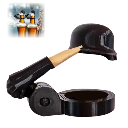 Bierflaschenhelm mit Soldatengruß - 1 Stück Interessant Bierflaschenverschluss, Bier Helm, Staubdicht Bierhelm, Lustige Hüte für Bierflaschen, Bierflaschen Helm (Schwarz) von runpeak