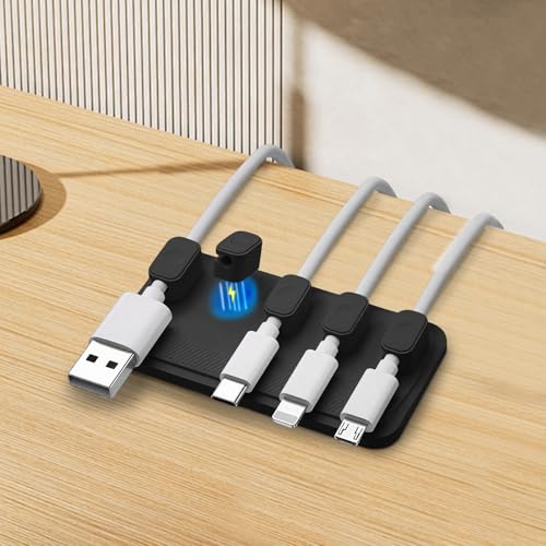 Kabelhalter Magnetisch - Eine universelle Ladykabel Halterung für Heimtische mit 5 variablen Magnetclips, Langlebiges und praktisches Silikon Bürozubehör, Kabelclips selbstklebend von runpeak