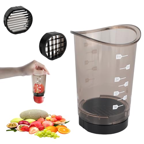 Obstschneiderbecher - Abnehmbarer Obstschneider mit Druckplatte, Multifunktionaler Erdbeerschneider mit Fruchtschneider Schutzkappe, Bananenschneider, Traubenschneider, Eierschneider von runpeak