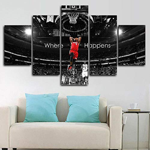 runtooer Bilder Dekorative malerei Spray malerei leinwand malerei 5 stück Lebron James Basketball Leinwand Wandbild, Möbel Art Deco, Rahmen von runtooer