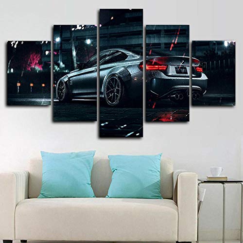 runtooer Bilder Modern BMW M4 Super Sport Auto 5 TLG. Leinwandbilder Bild auf Leinwand Vlies Wandbild Kunstdruck Wanddeko Wand Wohnzimmer Wanddekoration Deko von runtooer