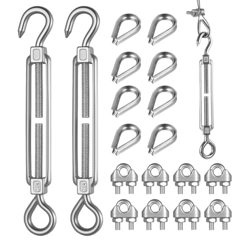 2 M6 Seilspanner Edelstahl Spannschloss Edelstahl Spannschlösser mit Haken & 8 M3 Drahtseilklemmen & 8 M3 Drahtseil Thimbles, Verstellbare Zaunspanner Drahtspanner, Sonnensegel Drahtseil Spanner 2 M6 Seilspanner Edelstahl Spannschloss Edelstahl Spannschlösser mit Haken & 8 M3 Drahtseilklemmen & 8 M3 Drahtseil Thimbles, Verstellbare Zaunspanner Drahtspanner, Sonnensegel Drahtseil Spanner von runxsam
